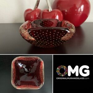 RARE vintage Archimede Seguso Murano glass ashtray ~ Mid Century Modern Art